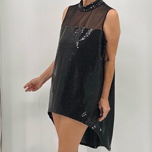 Ashley Stewart Retro 60’s Mod Sequin Mesh Holiday Party Cocktail Evening Dress